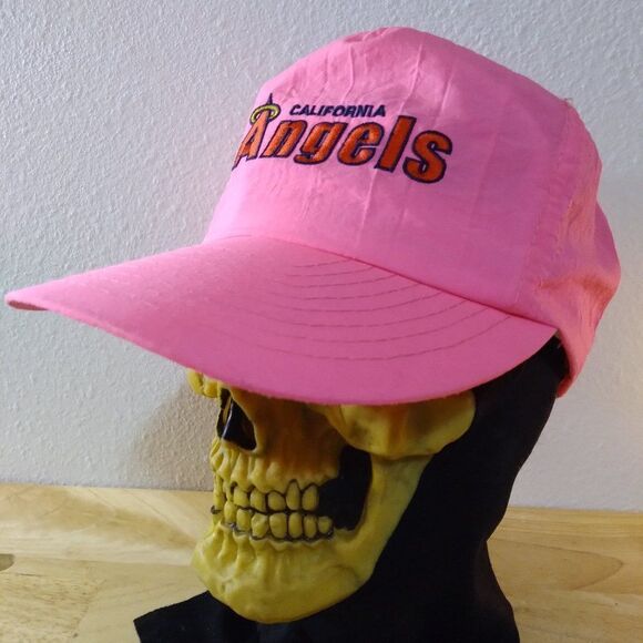 RARE Vintage American Needle California Angels Snap Back Hat Nylon Neon Pink - Picture 4 of 12